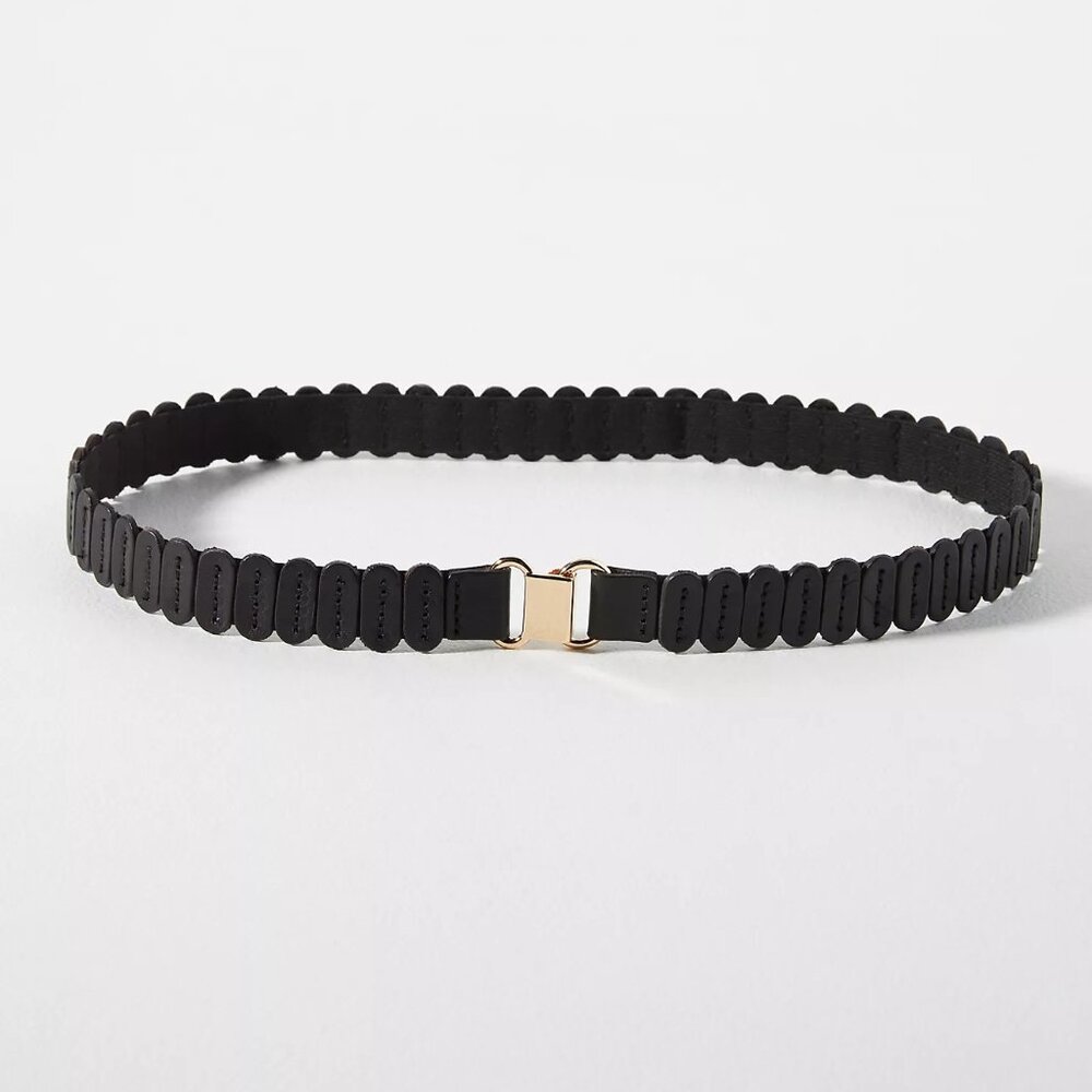 Plus Size 3X Anthropologie The Tabitha Stretch Belt Black Belt with Gold Buckle